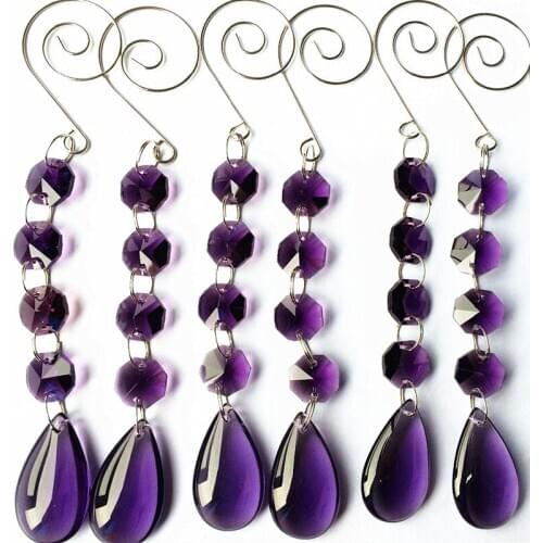 Top Quality Crystal 40PCS Violet Glass chandelier parts 170mm Garland Strands Crystal Decoration home table cake accessories