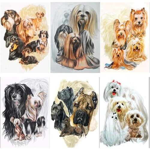 New DIY 5D Diamond Painting Dog Cross Stitch Scenery Animal Diamond Embroidery Full Square Round Drill Mosaic Home Decor Gift