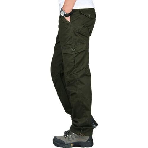New 2019 Men Cargo Pants Multi Pockets Military Tactical Pants Men Outwear Streetwear Army Straight Slacks Casual Long Trousers