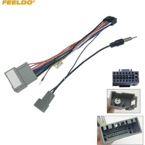 FEELDO Car Audio DVD Player 16PIN Android Power Cable Adapter For Honda CRV/BRV/HRV/JAZZ Radio Wiring Harness #HQ6470