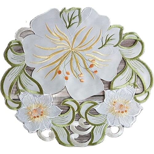 Hot Super Flowers Hollow embroidery placemat cup mug tea pan coaster kitchen dining table place mat lace doily wedding drink pad