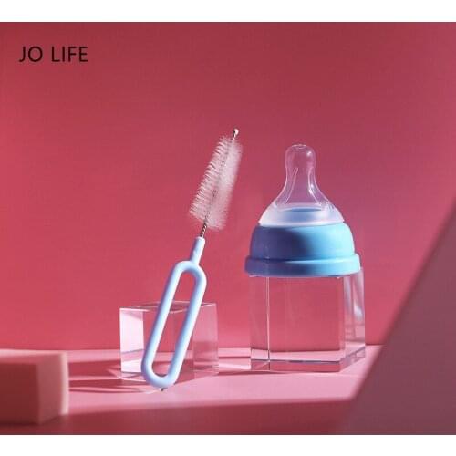 JO LIFE Mini Baby Bottle Brush Milk Feeding Straw Wash Cleaning Brush Spiral Soft Hair Infant Pacifier Cleaner