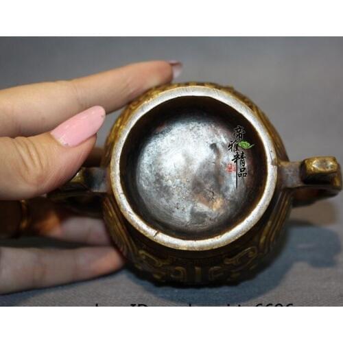 China Buddhism Copper 24K Gold Gild Silver-gilt Pine Tree Incense Burner Censer