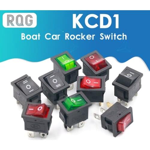KCD1 2Pin 3Pin 4Pin 6Pin Boat Car Rocker Switch 6A/10A 250V/125V AC Red Yellow Green Blue black Button Best Price KCD1-101