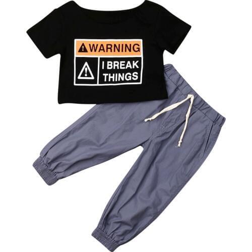 2019 Summer Fashion Kids Baby Girl Short Sleeve Crop Tops T-shirt Loose Long Pant Trouser 2PCS Tracksuit Clothing Set 2-7Y