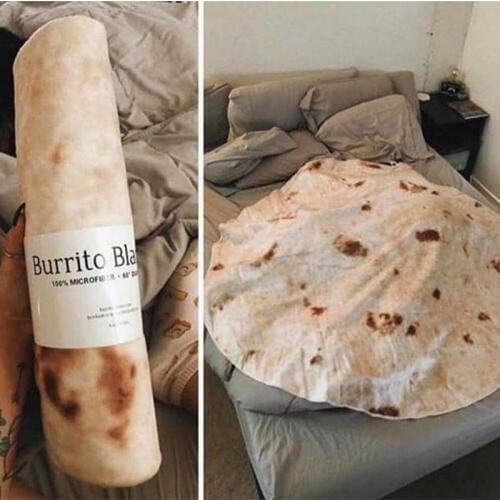 Fanaijia Mexican blanket Food Creations Burrito Blanket Wrap Novelty Blanket Perfectly Round fleece Tortilla sofa blanket throws