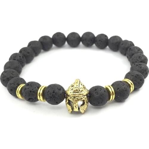 Fashion Lava Charm Women Mens Bracelets Bangles Famous Knight Helmet Braiding Brand Bandage Stone Beads Bracelet