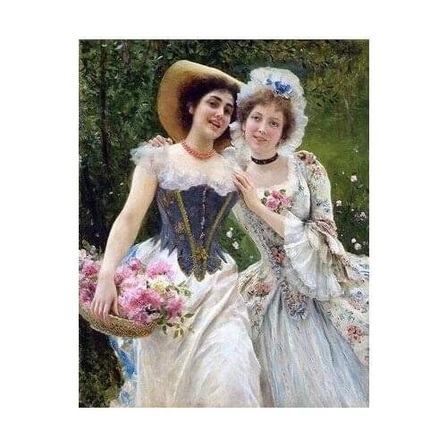 Girl Embroidery Bestie Noble Sisters Needlework People 14CT Canvas Counted Unprinted DIY Cross Stitch Kit Handmade Art Decor