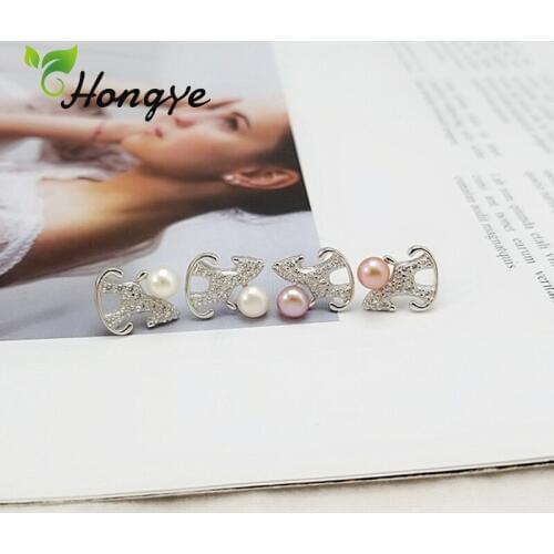 Hongye Natural Pearl Jewelry Set Cute Horse Pendant Necklaces White/Purple Pearl Earrings for Women Genuine Silver 925 Set