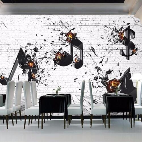 Custom Mural 3D wallpaper Rock Music Bar KTV White Brick Wall Coffee Nostalgic Guitar Beauty Restaurant TV Background wall обои