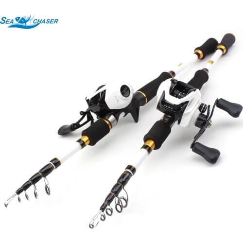 NEW 1.8M 2.1M 2.4M 2.7M white Casting Rod and Casting Reel set carbon lure fishing rod Lure Weight 7-28g M power Travel Tackle
