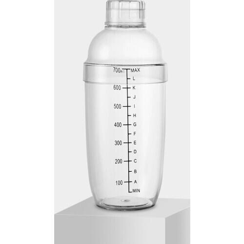 New Style Transparent Resin Teapot with Scale Milk Tea Plastic Hand Shaker