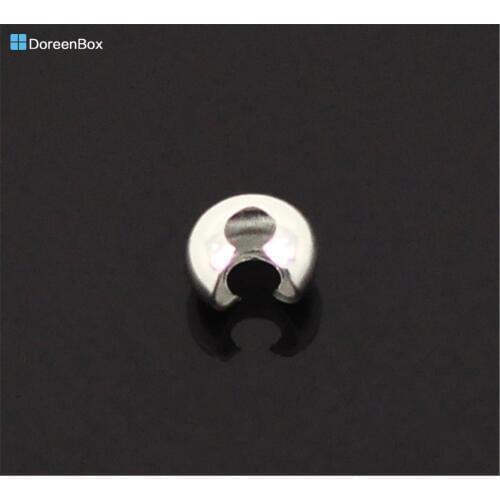 Doreen Box hot-200PCs Silver color Crimp Beads Covers 5mm x4mm( 2/8" x 1/8")