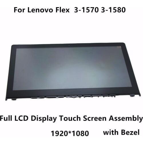 Full LCD Display Panel Touch Digitizer Screen Assembly + Bezel LP156WF4 SPL1 For Lenovo Flex 3-1580 Flex 3-1570 1920x1080 FHD