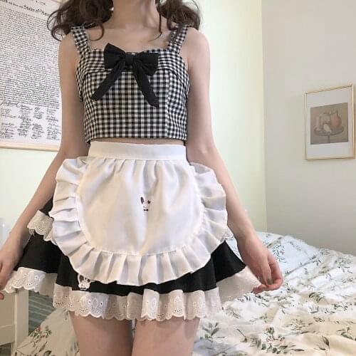 Sexy Cute Girl Summer Womens Bare-midriff Vest Black& White Plaid Checks Short Suspender Tanks