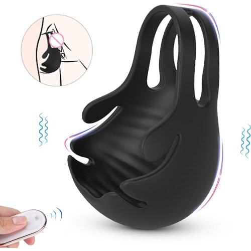Silicone Remote Man Vibrating Penis Cage Cock Vibrator Massager Cock and Ball Ring Chastity Cage Cock Rings
