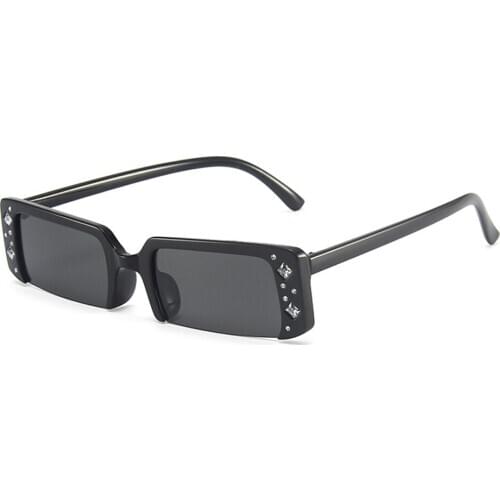 Veshion Rhinestone Sunglasses Women Vintage Rectangle Steam punk Sun Glasses Half Frame Diamond Square Eyeglasses Gafas De Sol