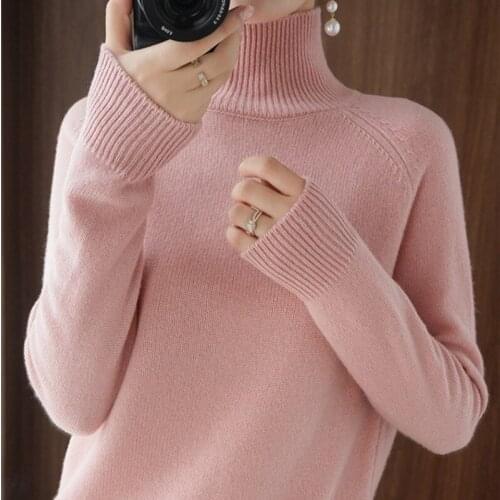 High-neck thick womens pullover sweater for autumn and winter new style sweater women winter sweater clothes