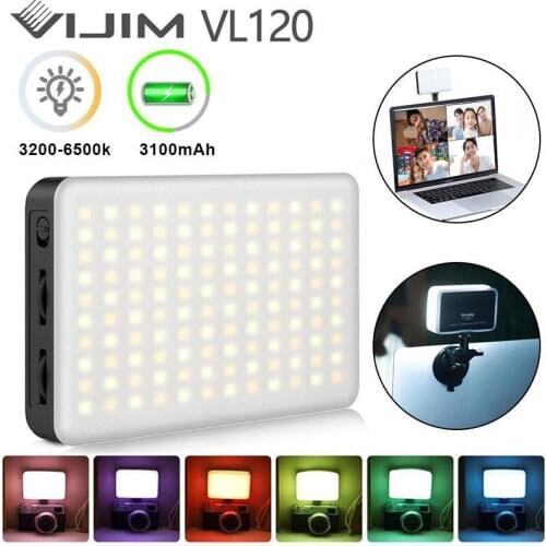 Ulanzi VIJIM VL120 3200K-6500K LED Video Light with Softbox RGB Color Filters On Camera Photography Fill Light Conference Lamp