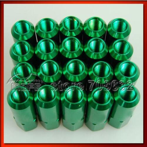 HIGH QUALITY Original Logo Aluminum 7075 60mm Close Ended Racing Car Lug Nut M12 * P1.25 Green 20PCS/SET
