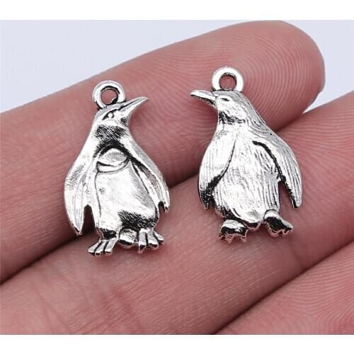 WYSIWYG 10pcs 20x12mm Antique Silver Color Penguin Charms Pendant For Jewelry Making DIY Jewelry Findings