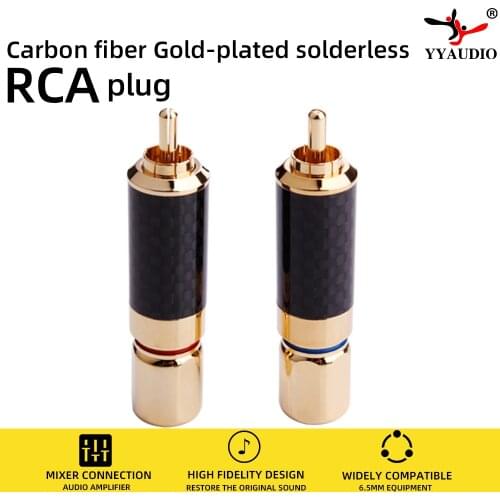 4pcs YYAUDIO Pure Copper 24K gold plated Carbon Fiber RCA Plug Connector HI-END