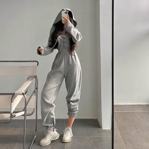 Winter Clothes Women Bape Hoodie Jumpsuit Overalls Loose Bodycon Streetwear Casual Cargo Pants Rompers Women Jumpsuit Female