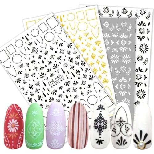 1 leaf pattern geometric gold 3D Nail Art sticker decals adhesive strips wave line manicure Nail Art decoration tip