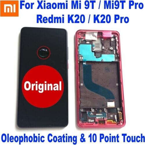 100% Original New AMOLED LCD with Frame For XiaoMi Mi 9T / Redmi K20 Pro Display Touch Screen Digitizer Assembly Sensor Pantalla