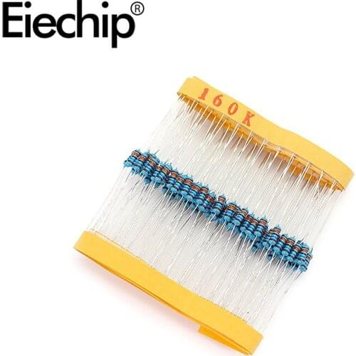 100pcs/lot 1/4W 1% Metal film resistor 0.25W resistance 160K ohm Throught Hole
