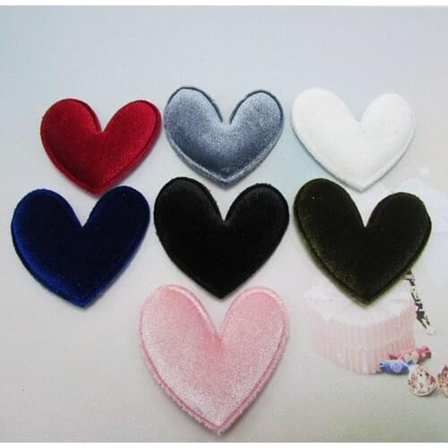100pcs/lot DIY Velvet Heart padded applique Crafts with Gold stars for headwear bag shoe garment accessories Decoration