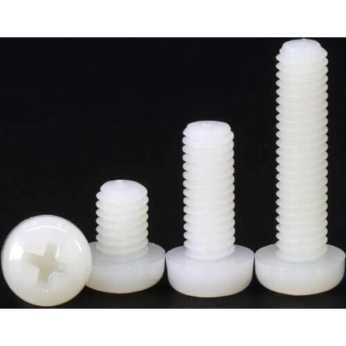 100pcs M2 Pitch 0.4 4/5/6/8/10/12mm Full Nylon Phillips Cross Pan Head Machine Screws