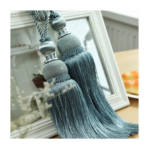 2Pcs/Pair Curtain Tassel Brush Fringe Tiebacks Hanging Belt Ball Ropes Hook Hanger Curtain Accessories Tie Back Strap Buckle