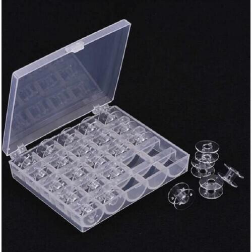 25 Pcs Transparent Sewing Machine Bobbins Spools Empty Bobbins Spools Plastic Storage Box For Home Sewing Accessories Tools