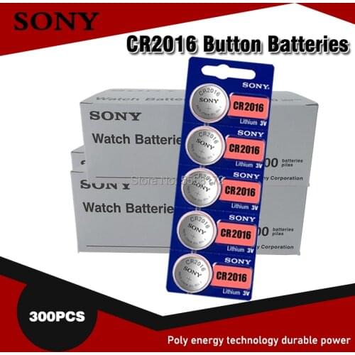 High Quality 300PCS Sony 3V CR2016 Lithium Cell Button Battery DL2016 KCR2016 CR 2016 Button batteries for watch Calculators