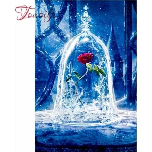 5D Diy Diamond Painting Cross Stitch full Square Round Diamond Embroidery Beauty beast magic rose picture for room Decor