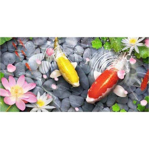Diamond Embroidery koi Fish Lotus Diy Diamond Painting 5d Full Square round drill diamond mosaic wedding decoration ZP-2852