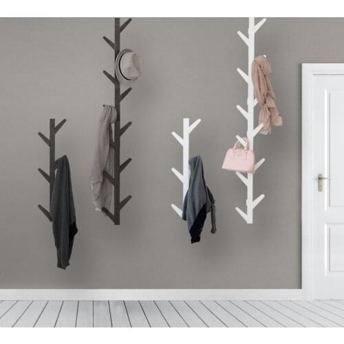 Bamboo Wooden Hanging Coat Rack Wall Hook Clothes Hanger Living Room Bedroom Organizer Wall Shelf Decoration Hanger 6/8/10 Hooks