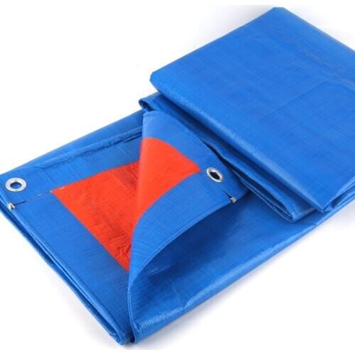 Custom Blue+Orange 0.35mm PE Tarpaulin Truck Motorcycle Cover Garden Plants Sun Shade Rainproof Cloth Pet House Windproof Tarp