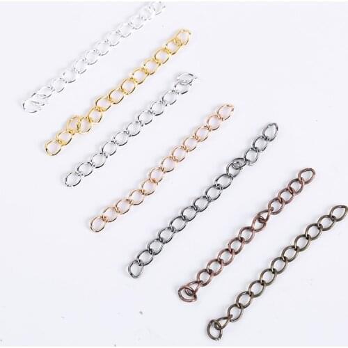 50Pcs/Lot 5 7cm Extension Chains Necklace Bracelet DIY Findings Accessories Extended Tail Chains For Jewelry Making Supplies