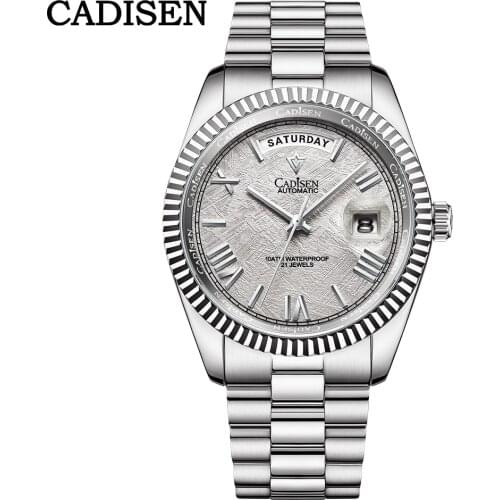 CADISEN 2021 New watch log type mens mechanical watch MIYOTA 8285 Japanese movement sapphire glass waterproof watch