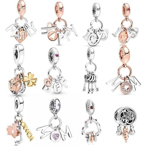 CHIELOYS 2Pcs Special Offer Family Happy Charm Pendant Beads Fit Original DIY Bracelets Necklaces For Women Men Jewelry Making