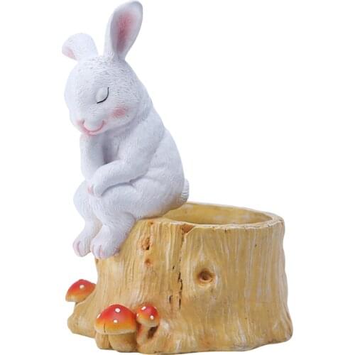 Succulent Flower Pot Bonsai Holder for Indoor Outdoor Home Garden Bunny Flowerpot Desk Organizer Balcony Decor