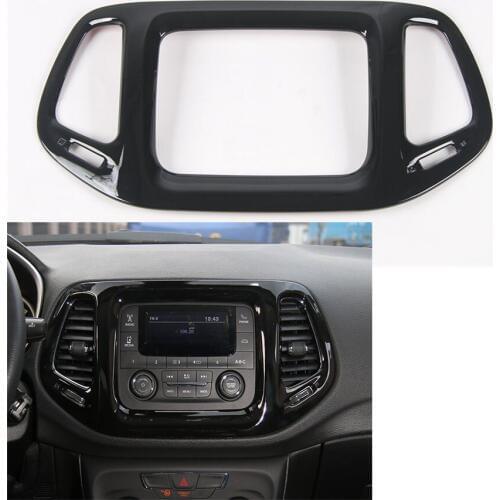 For Jeep Compass 3.5 Inch Screen 2017+ ABS Interior Car GPS Dashboard Console Fascia Panel Decor Frame Trim Cover Sticker