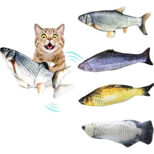 30cm Electric Fish Toy for Cat Kitten USB Charger Interactive Cat Chew Bite Toys Catnip Supplies Moving Fish Flop Cat Toy