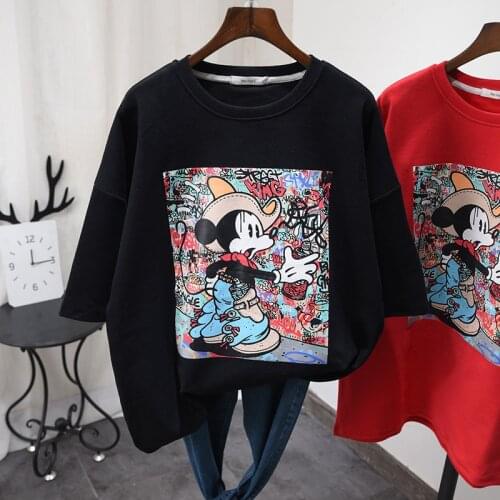 Disney cartoon Mickey Tshirt Tops Summer casual oversized Women T-shirts Ulzzang hip hop Streetwear Harajuku short sleeve tshirt