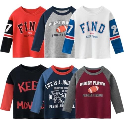 Cotton T-shirt Boys Cartoon Long Sleeve T Shirts Kids Tops Children Autumn Sweatshirts 2 3 4 6 7 8 Years Boy Girl Solid Clothes