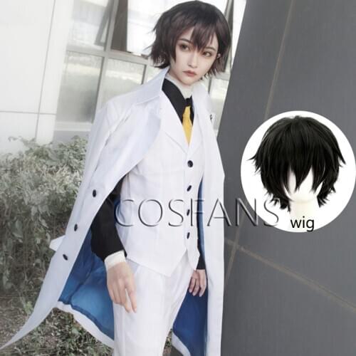 Anime Bungo Stray Dogs: DEAD APPLE Dazai Osamu Cosplay Costume Adult White Trench Pants Suit Halloween Carnival Uniforms wig