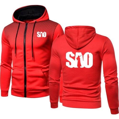 Spring Autumn casual Mens jackets SAO Sword Art Online Print Mens Zip Jacket Dots High Quality Cotton Mens casual wear