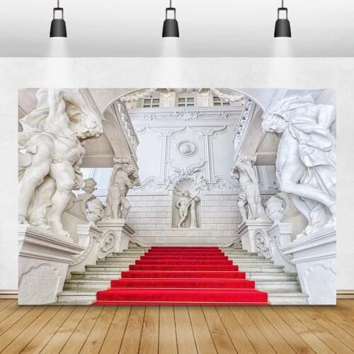 Laeacco White Chic House Sculpture Church Stairs Christian Portrait Photography Backdrops Photo Backgrounds For Photo Studio